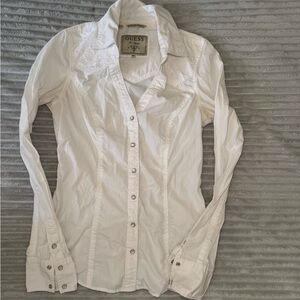 Guess Ivory Embroidered Shirt